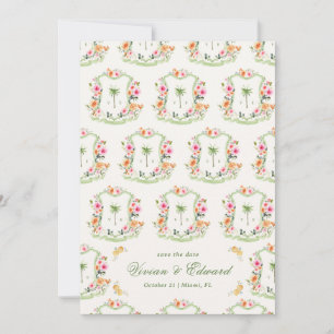 Palm Tree Wappen Monogram Summer Boho Beach Weddin Save The Date