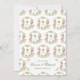 Palm Tree Wappen Monogram Summer Boho Beach Weddin Save The Date