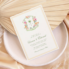Palm Tree Wappen Monogram Tropical Beach Wedding Einladung