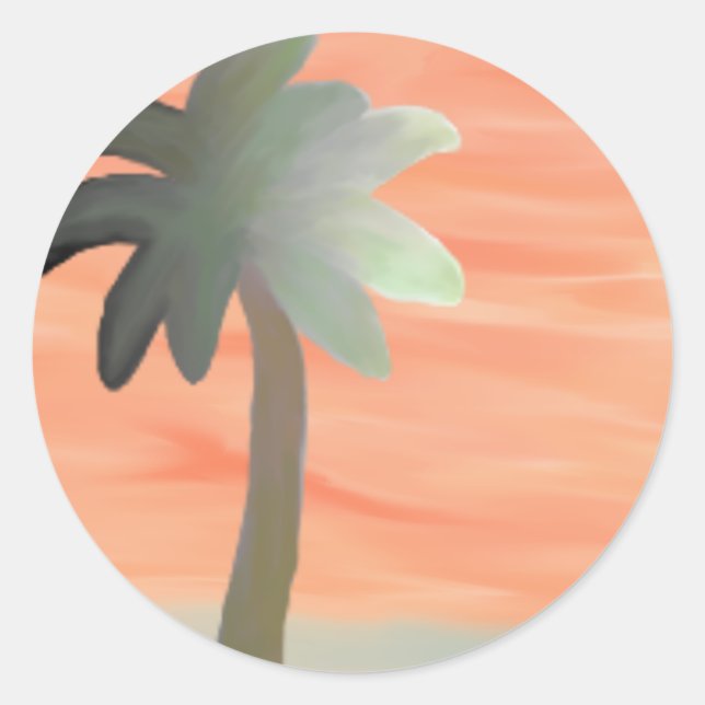Palm Tree Watercolor Runder Aufkleber (Vorderseite)