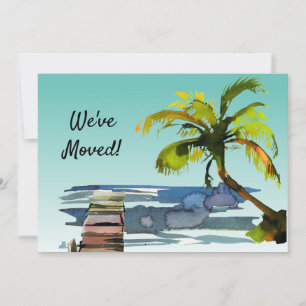 Palm Tree Waterfront Dock Aqua New Zuhause Moving Ankündigung
