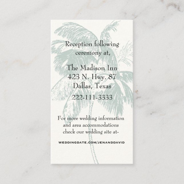 Palm Tree Wedding Enclosure Card Begleitkarte (Vorderseite)