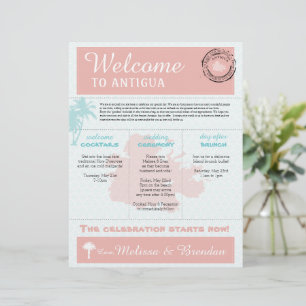 Palm Tree Wedding Welcome Letter für Antigua