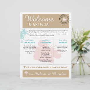 Palm Tree Wedding Welcome Letter für Antigua