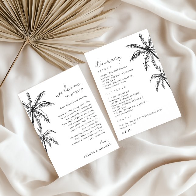 Palm Tree Wedding Welcome Letter Itinerary Card Einladung (Von Creator hochgeladen)