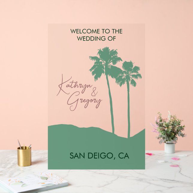 Palm Tree Wedding Willkommen Acrylschild (Hochzeit)