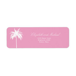 Palm Tree White Pink Elegantes Modern Chic Label