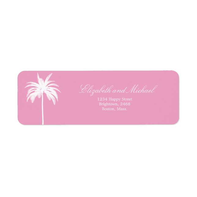 Palm Tree White Pink Elegantes Modern Chic Label (Vorne)