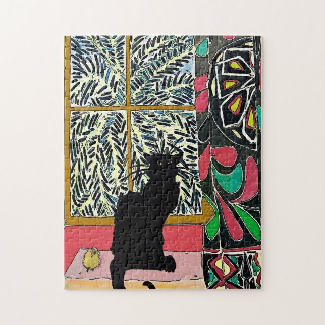 Palm Tree Window, Black Cat (Vertikal)