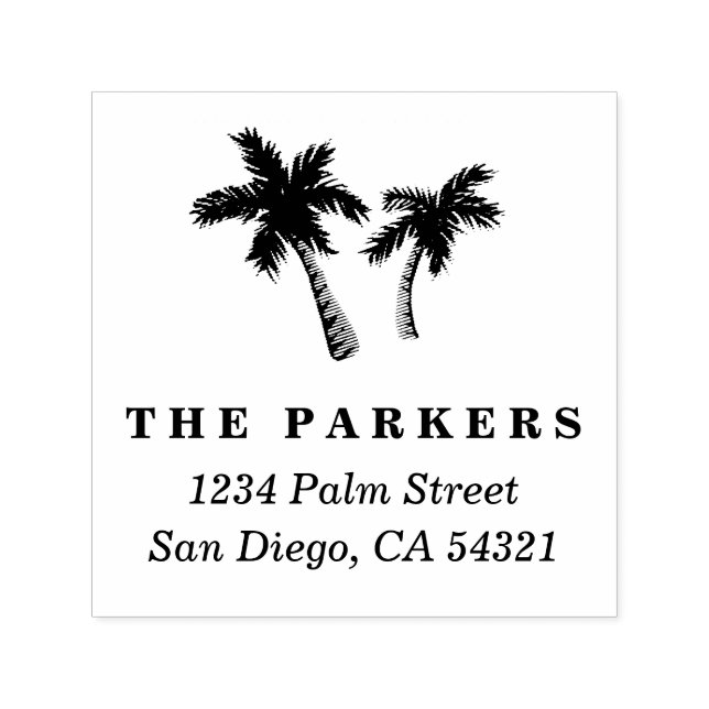 Palm Trees Address Briefmarke Permastempel (Design)