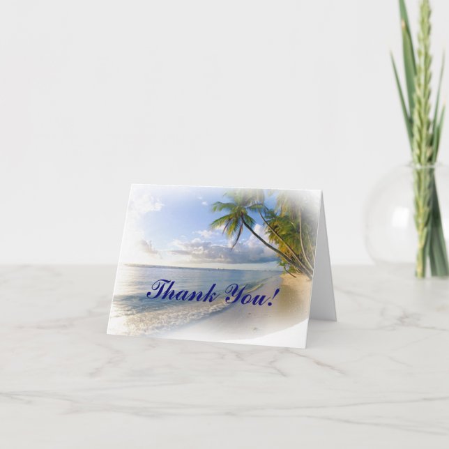 Palm Trees and Beach Hochzeit Vielen Dank Dankeskarte (Vorderseite)