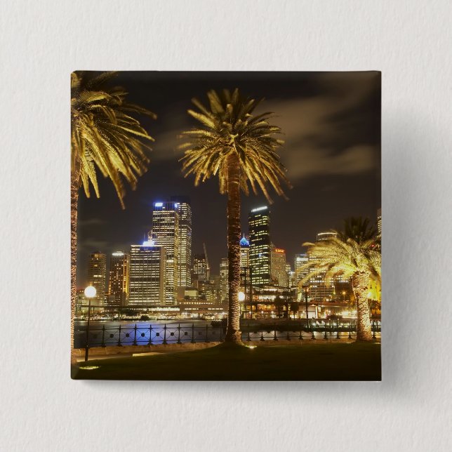 Palm Trees and CBD at Night, Sydney, New South Button (Vorderseite)