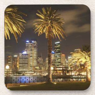 Palm Trees and CBD at Night, Sydney, New South Untersetzer