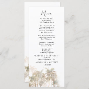 Palm Trees Aquarelle Mariage côtier Menu
