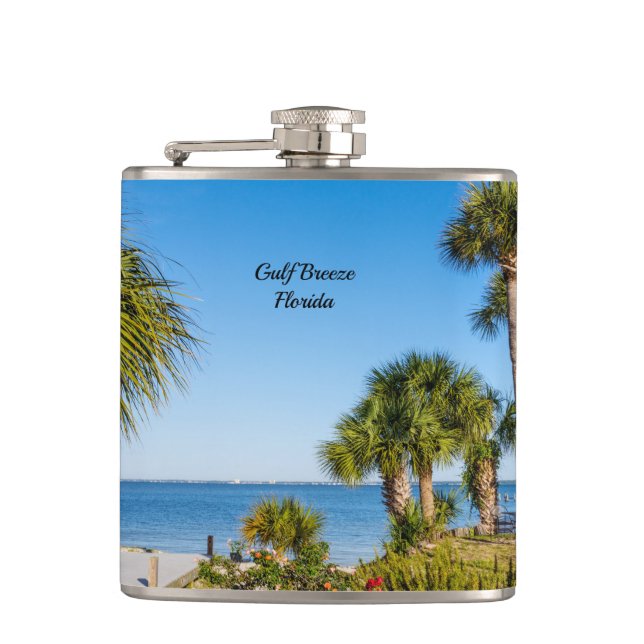 Palm Trees Bayside Morning Flask Flachmann (Vorderseite)