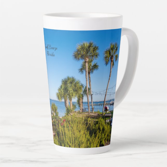 Palm Trees Bayside Morning Latte Tasse (Rechte Ecke)