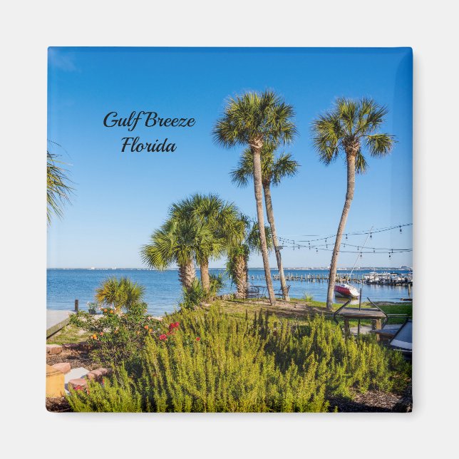 Palm Trees Bayside Morning Square Magnet (Vorne)