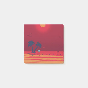 Palm Trees Beach Blazing Sunset Post-it Klebezettel