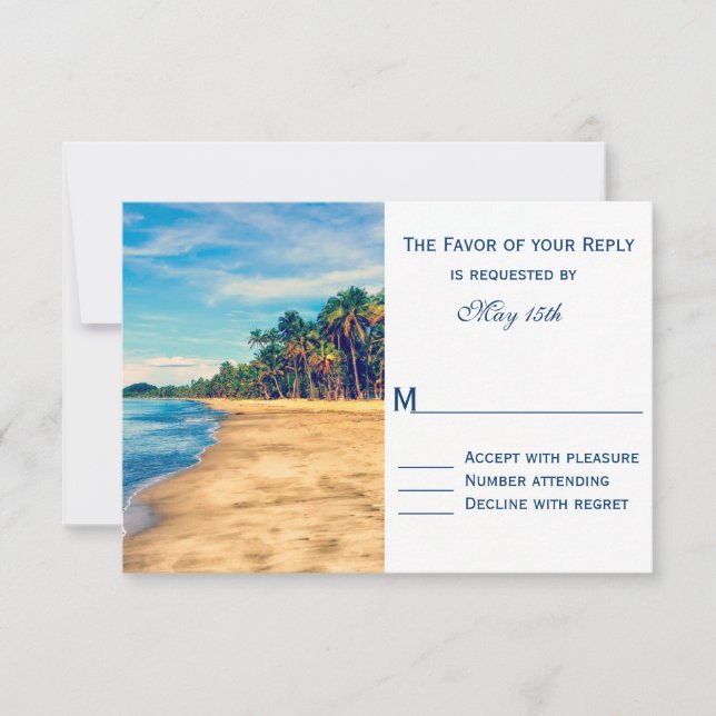 Palm Trees Beach Destination Wedding Cartes RSVP (Devant)