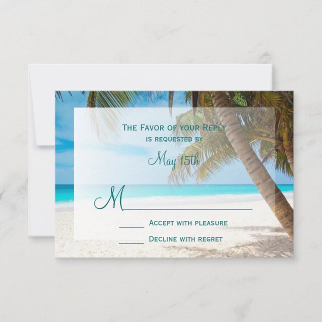 Palm Trees Beach Destination Wedding Cartes RSVP (Devant)