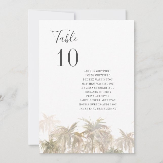 Palm Trees Beach Hochzeiten Tischnummern (Vorderseite)