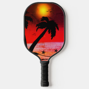 Palm Trees Beach Lila C Pickleball Schläger