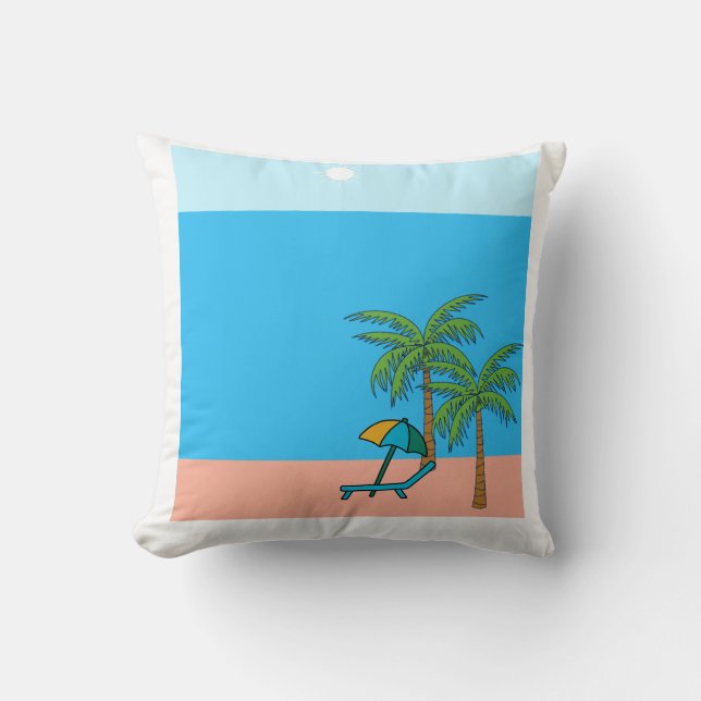  Palm Trees Beach Scene Square Throw Pillow – Coas Kissen (Vorderseite)
