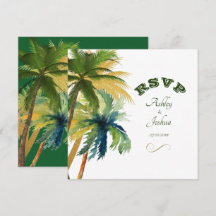 Palm Trees Beach Wedding Carte RSVP