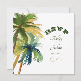 Palm Trees Beach Wedding RSVP Card