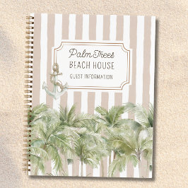 Palm Trees Beige Beach House Gäestbook Notizbuch