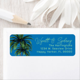 Palm Trees Blue Script Names Rücksendeadresse