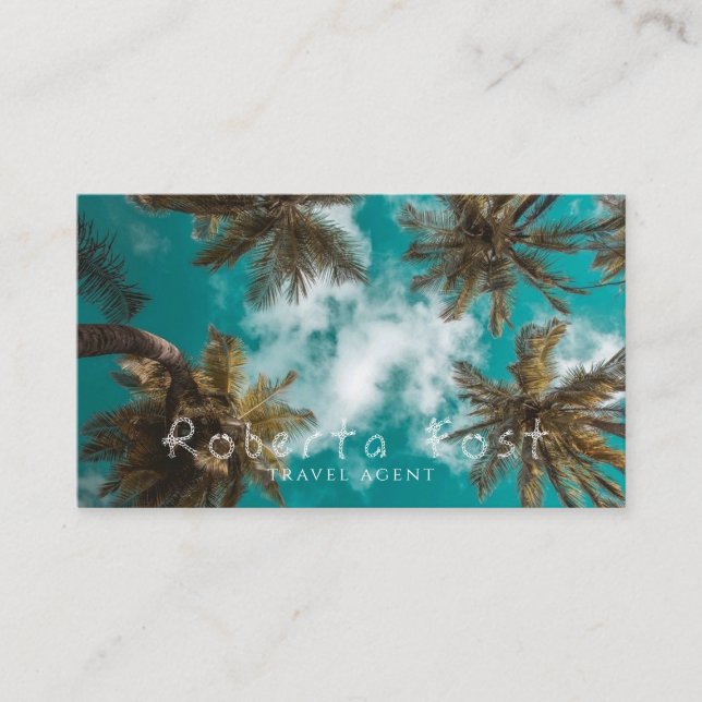 Palm Trees Blue Travel Agent Business Card Visitenkarte (Vorderseite)