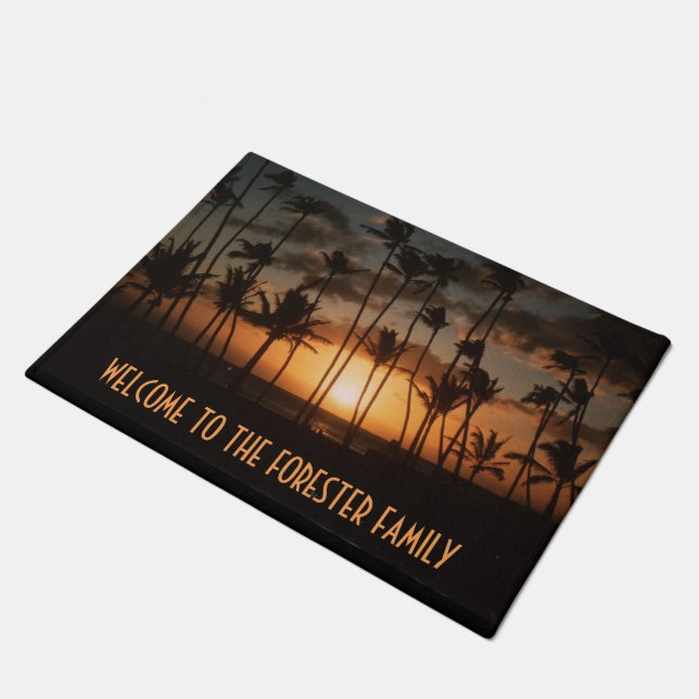 Palm Trees Doormat mit (oder ohne) Ihrem Namen Fußmatte (Schrägansicht)