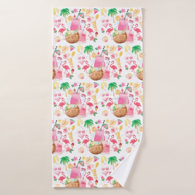 Palm Trees & Flamingos Beach Lover Badehandtuch (Badehandtuch)