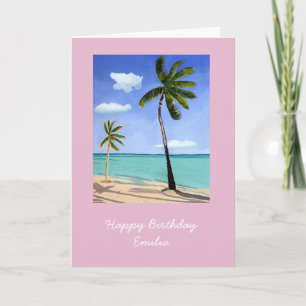 Palm Trees Gouache carte d'anniversaire personnali