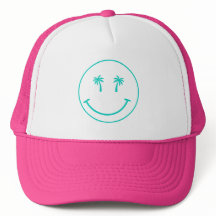 Palm Trees Happy Face Trucker Hat