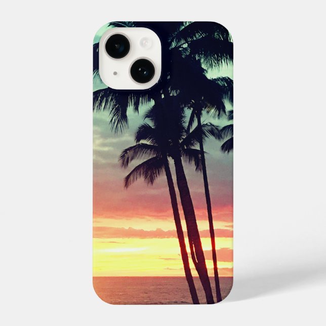 Palm Trees Hawaiian Sunset Phone Case iPhone 14 Hülle (Rückseite)