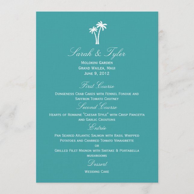Palm Trees Hochzeitskarte Menükarte (Vorderseite)