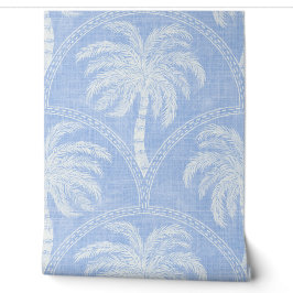Palm Trees in Cornflower Blue Tropical Coastal Tapete