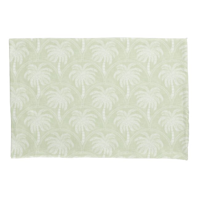 Palm Trees in Pastel Green Arch Motifs Textured Kissenbezug (Vorderseite)