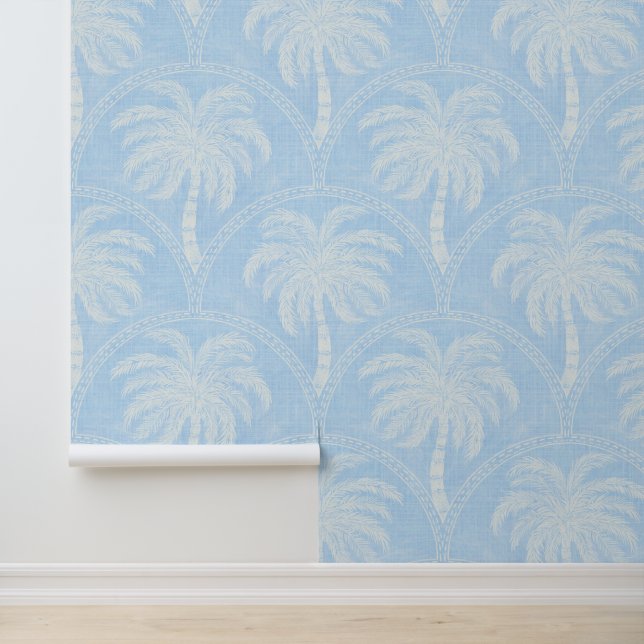 Palm Trees in Soft Blue Tropical Coastal Tapete (Anwendung)