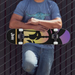Palm Trees Lila Black Pattern Skateboard<br><div class="desc">Skateboard mit Palmen</div>