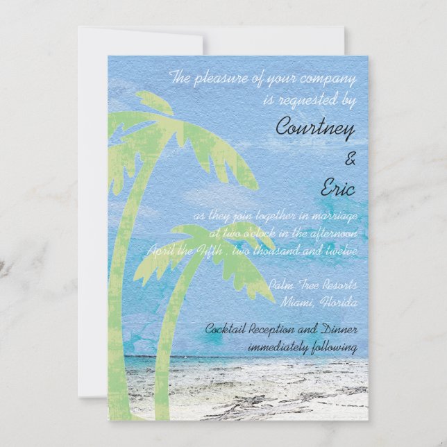 Palm Trees - Plage invitations de mariage (Devant)
