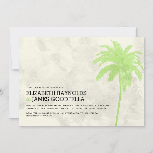 Palm Trees Plage Mariage Invitations (Devant)