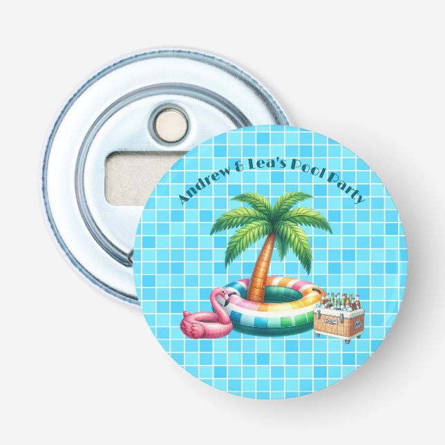Palm Trees Pool Party Flamingo Flaschenöffner (Vorderseite)
