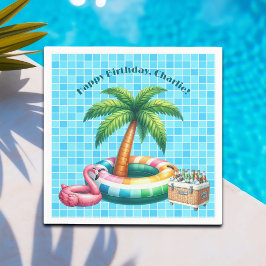 Palm Trees Pool Party Flamingo Geburtstagsparty Serviette