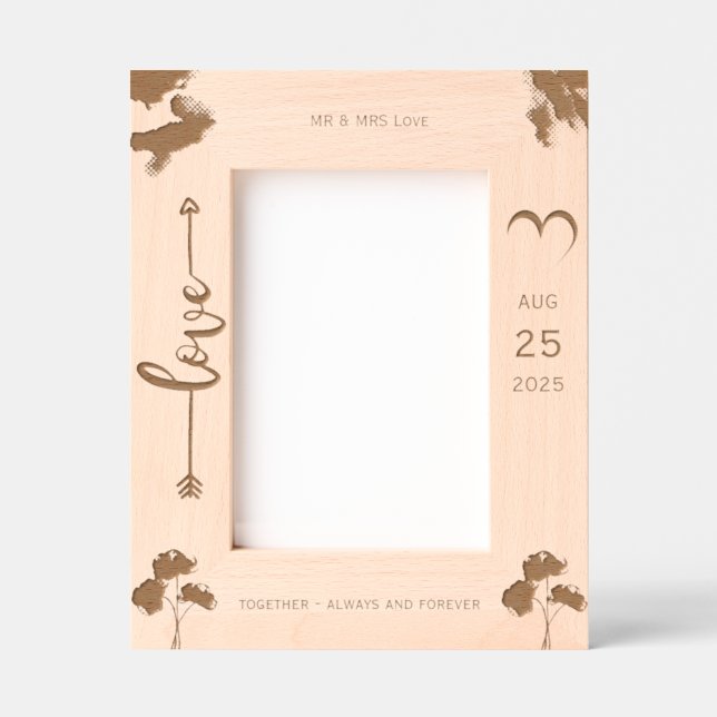 Palm Trees Romantic Beach Wedding Frame Geätzte Rahmen (Vorderseite)