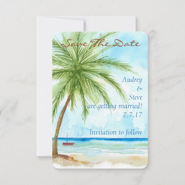 Palm Trees Save the Date Card (Vorderseite)