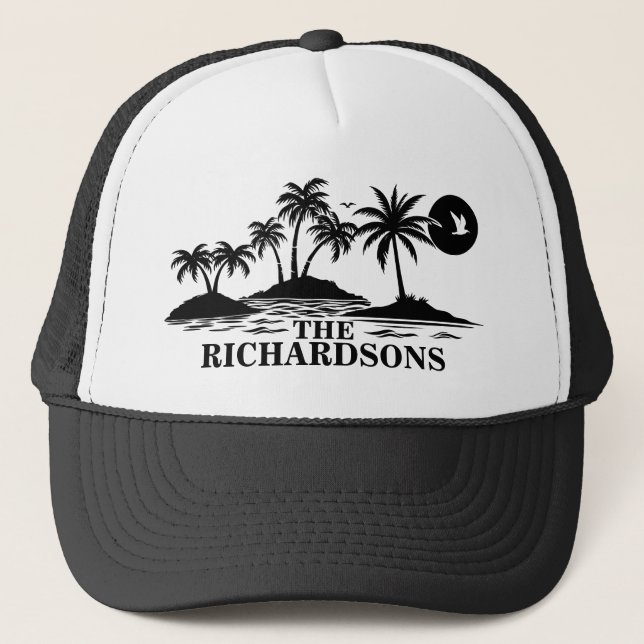 Palm Trees Simple Matching Family Vacation Truckerkappe (Vorderseite)
