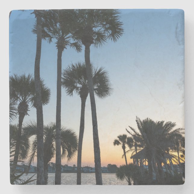 Palm Trees Sunrise Destin Florida Stone Untersetze Steinuntersetzer (Vorderseite)